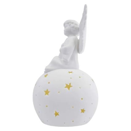 LED коледна декорация LED/0,4W/2xAA керамичен ангел