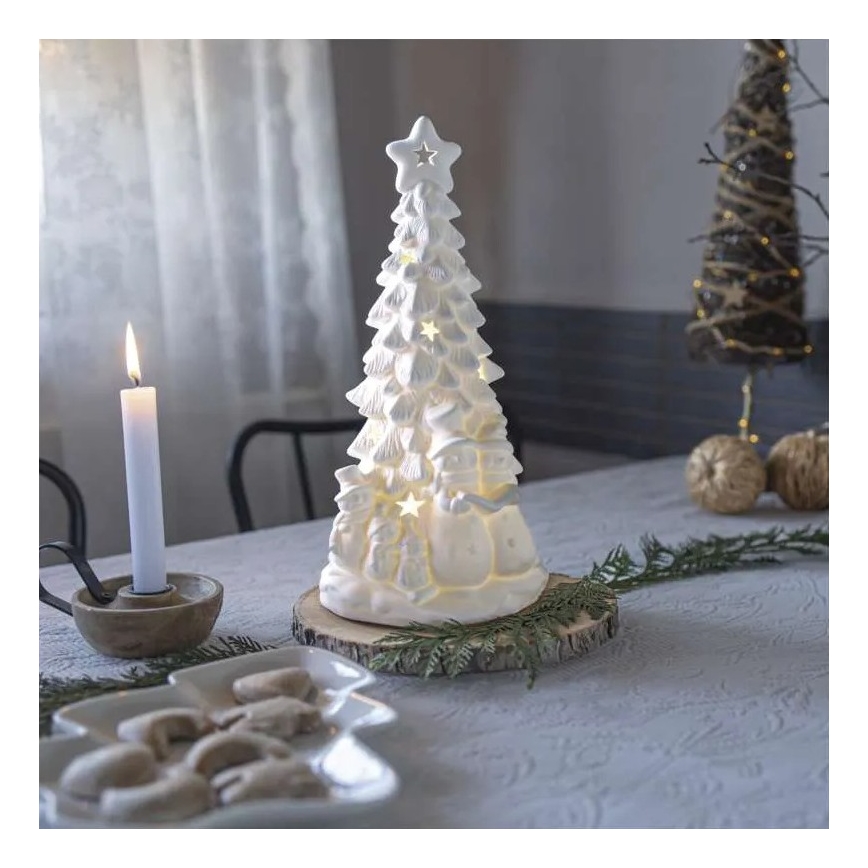 LED коледна декорация LED/2xAA топла бяла елха