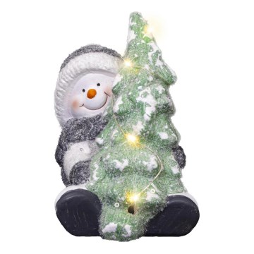 LED Коледна декорация LED/2xLR44/топло бял снежен човек с дърво