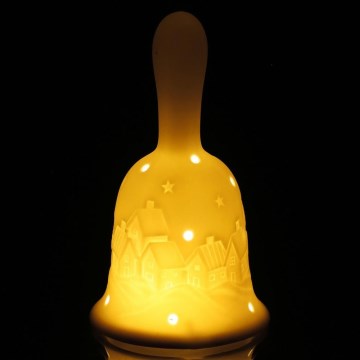 LED Коледна декорация LED/2xLR44/топло бял камбана
