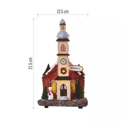 LED Коледна декорация LED/3xAA църква