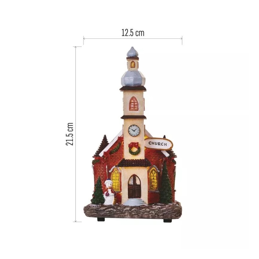 LED Коледна декорация LED/3xAA църква