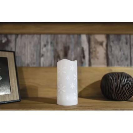 LED Коледна свещ LED/3xAAA снежинки студено бяла
