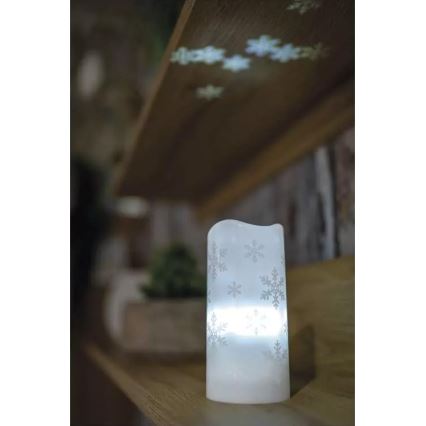 LED Коледна свещ LED/3xAAA снежинки студено бяла