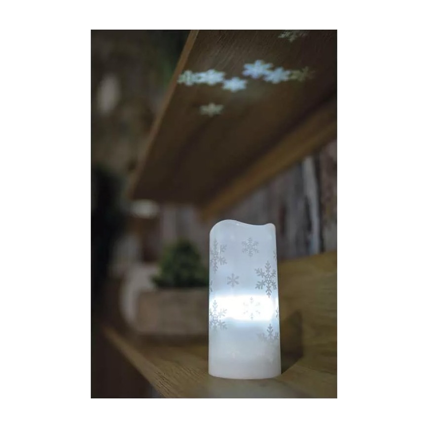 LED Коледна свещ LED/3xAAA снежинки студено бяла