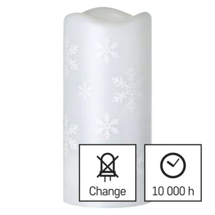 LED Коледна свещ LED/3xAAA снежинки студено бяла