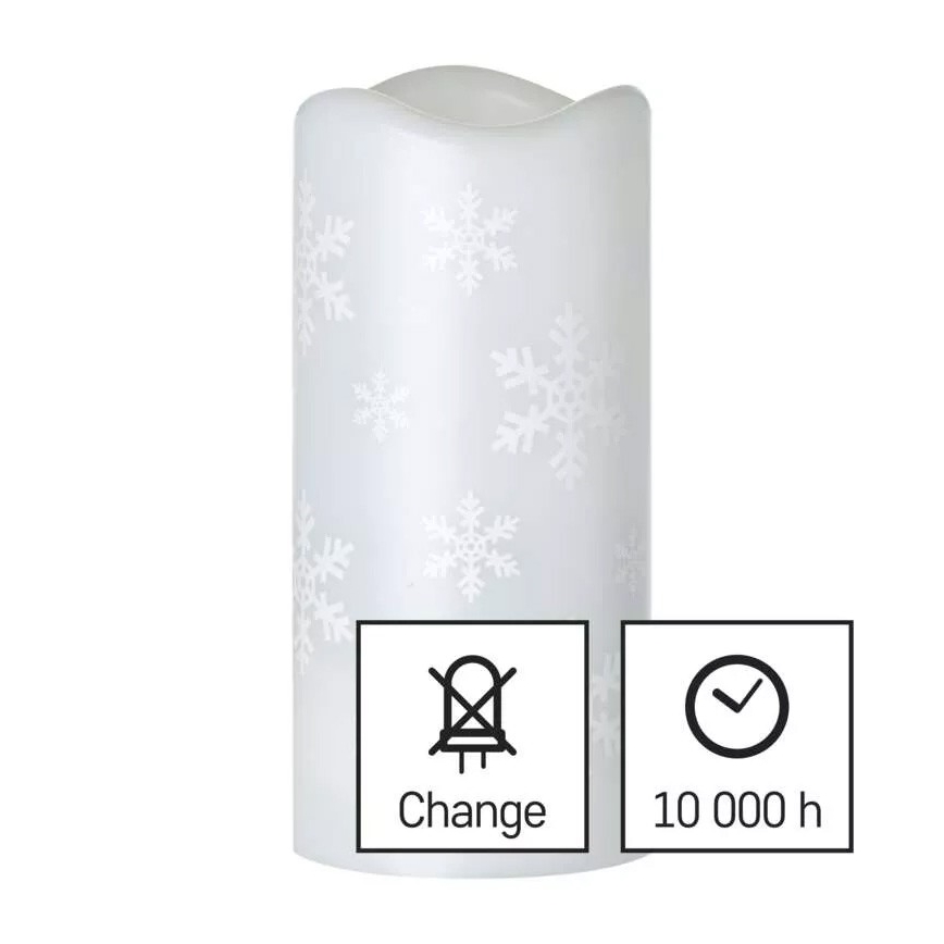 LED Коледна свещ LED/3xAAA снежинки студено бяла