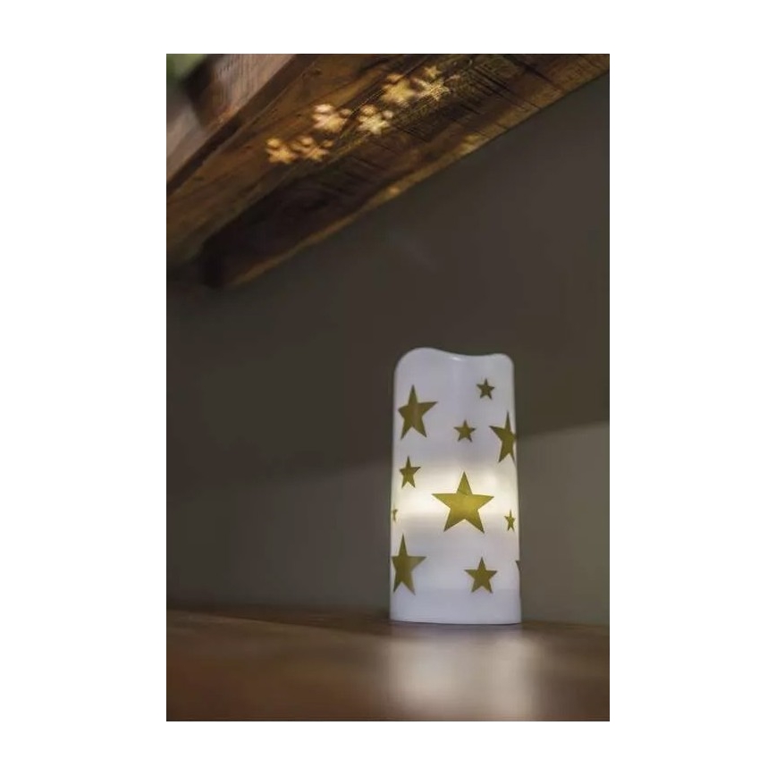 LED Коледна свещ LED/3xAAA звезди топло бяла