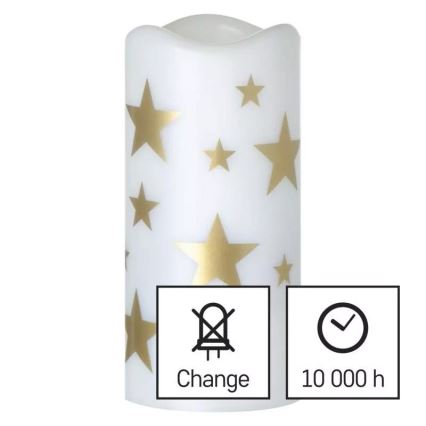 LED Коледна свещ LED/3xAAA звезди топло бяла