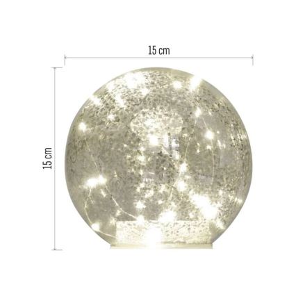 LED коледна украса 20xLED/3xAA топка Ø 15 см