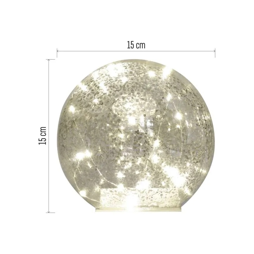 LED коледна украса 20xLED/3xAA топка Ø 15 см