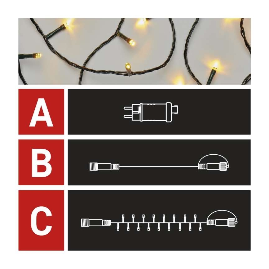 LED коледна външна гирлянда 100xLED/15m IP44 топла бяла светлина