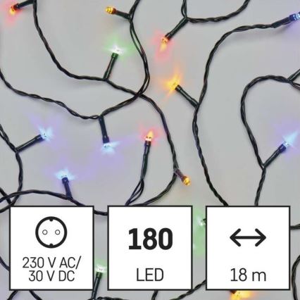 LED коледна външна гирлянда 180xLED/23m IP44 многоцветна