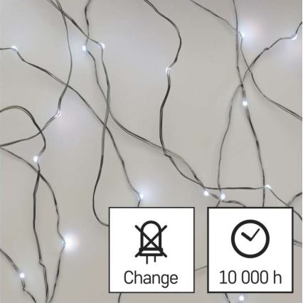 LED коледна външна гирлянда 40xLED/9m IP44 студено бяла