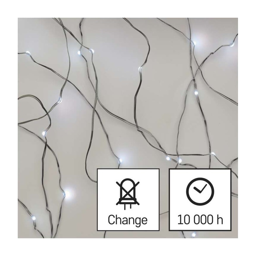 LED коледна външна гирлянда 40xLED/9m IP44 студено бяла