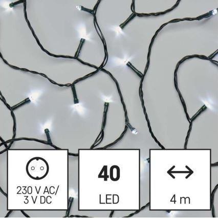 LED коледна външна гирлянда 40xLED/9m IP44 студено бяло