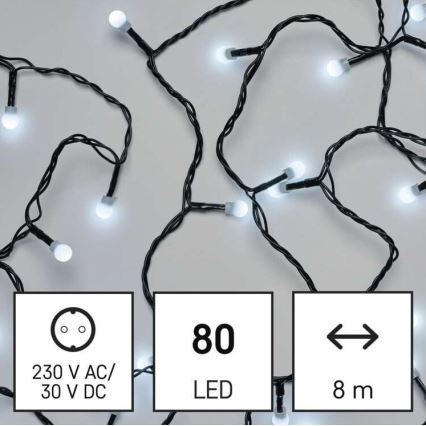LED коледна външна верига 80xLED/13m IP44 студено бяло