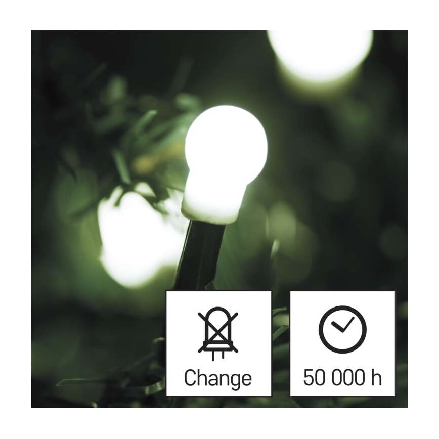 LED коледна външна верига 80xLED/13m IP44 студено бяло