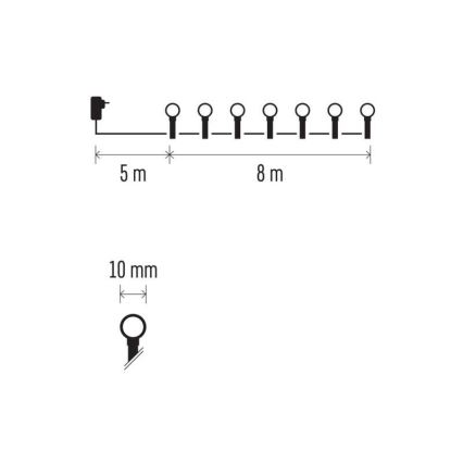 LED коледна външна верига 80xLED/13m IP44 студено бяло
