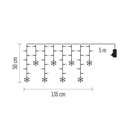 LED Коледна завеса 60xLED/1,35W 635x50 cm студено бяла