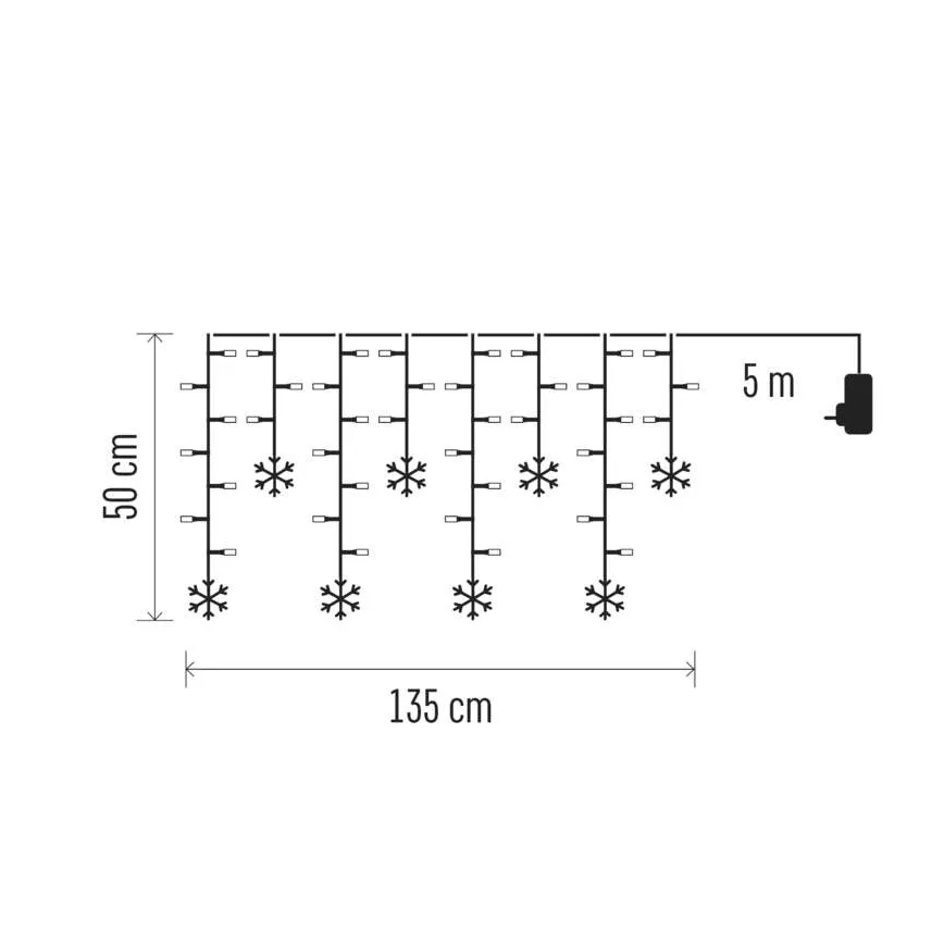 LED Коледна завеса 60xLED/1,35W 635x50 cm студено бяла