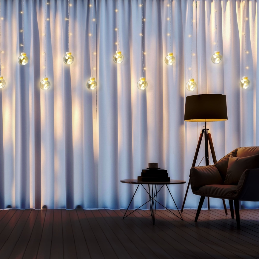 LED Коледна завеса WISH BALLS 108xLED/8 функции 4,5 м топло бяло