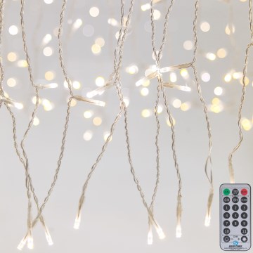 LED коледна завеса за външна употреба с възможност за затъмняване CURTAIN 360xLED/8,4W/230V 2x2 m IP44 топла бяла + дистанционно управление