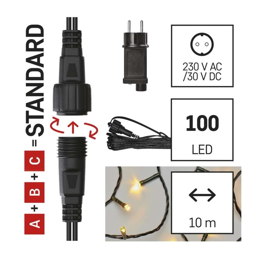 LED Коледни екстериорни лампички 100xLED/15м IP44 топло бяло