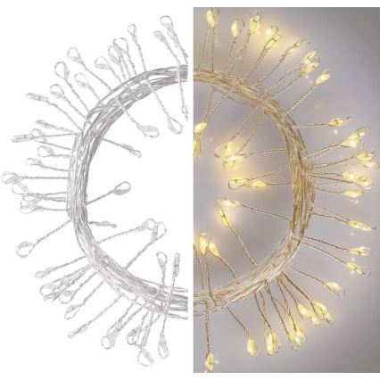 LED Коледни лампички 100xLED/3xAA 2,7м топло бели