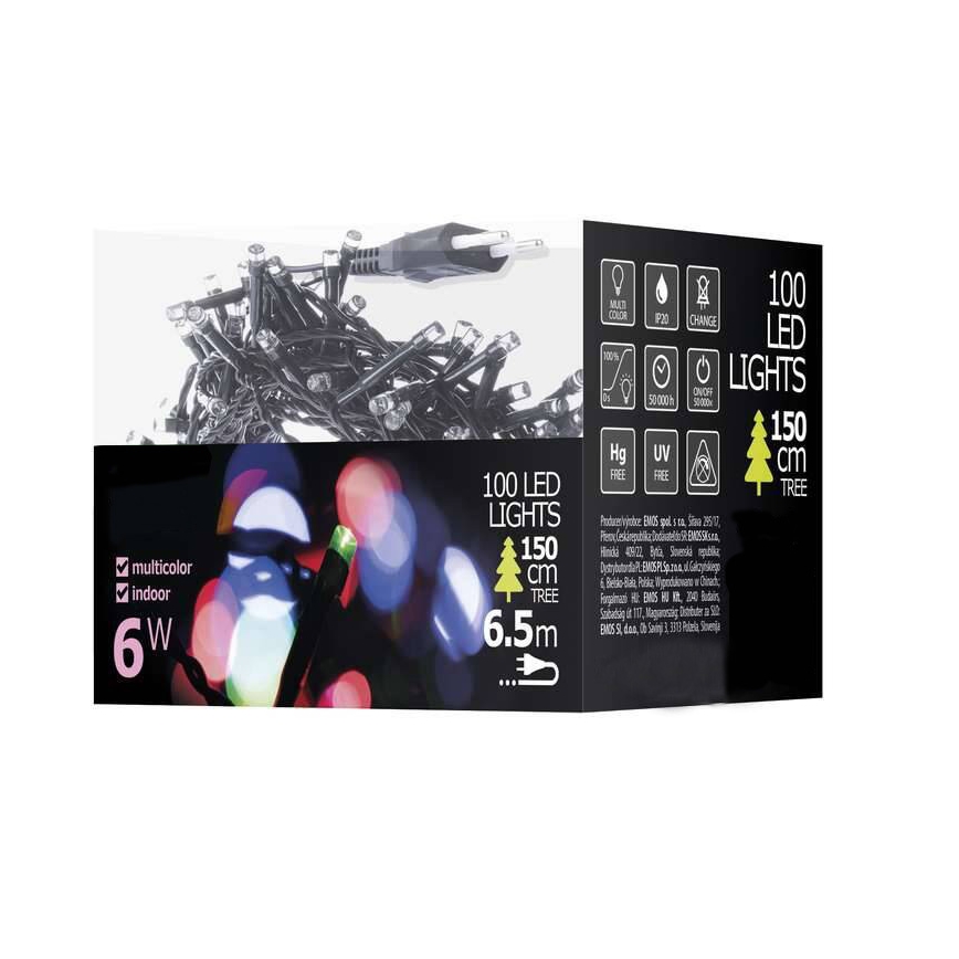 LED Коледни лампички 100xLED 6,5м шарени