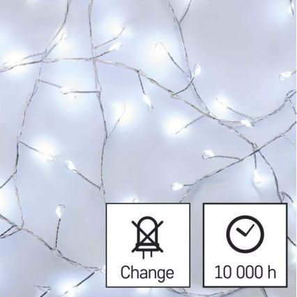 LED Коледни лампички 100xLED/3xAA 2,7м студено бели