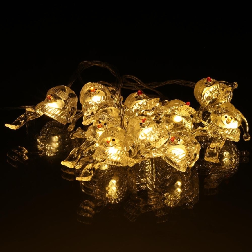LED Коледни лампички 10xLED/2xAA/топло бял 1,65 м снежен човек