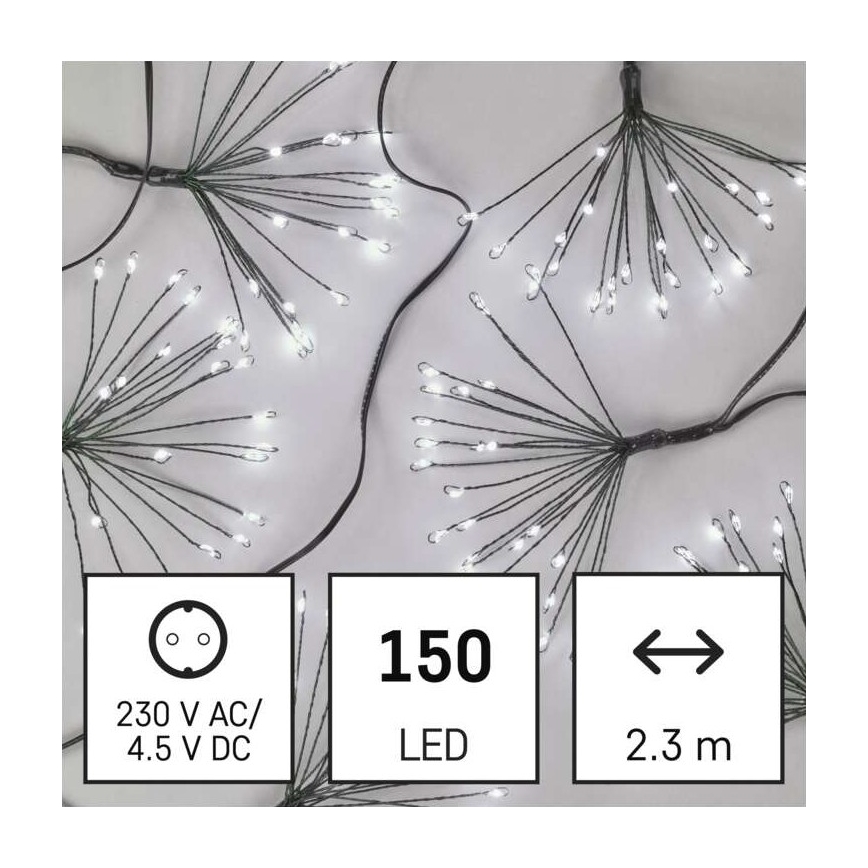 LED Коледни лампички 150xLED/5,35м студено бяло