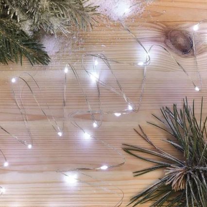 LED Коледни лампички 20xLED/2xAA 2,4m студено бял