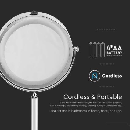 LED Козметично огледало LED/3W/6V 4xAA IP44