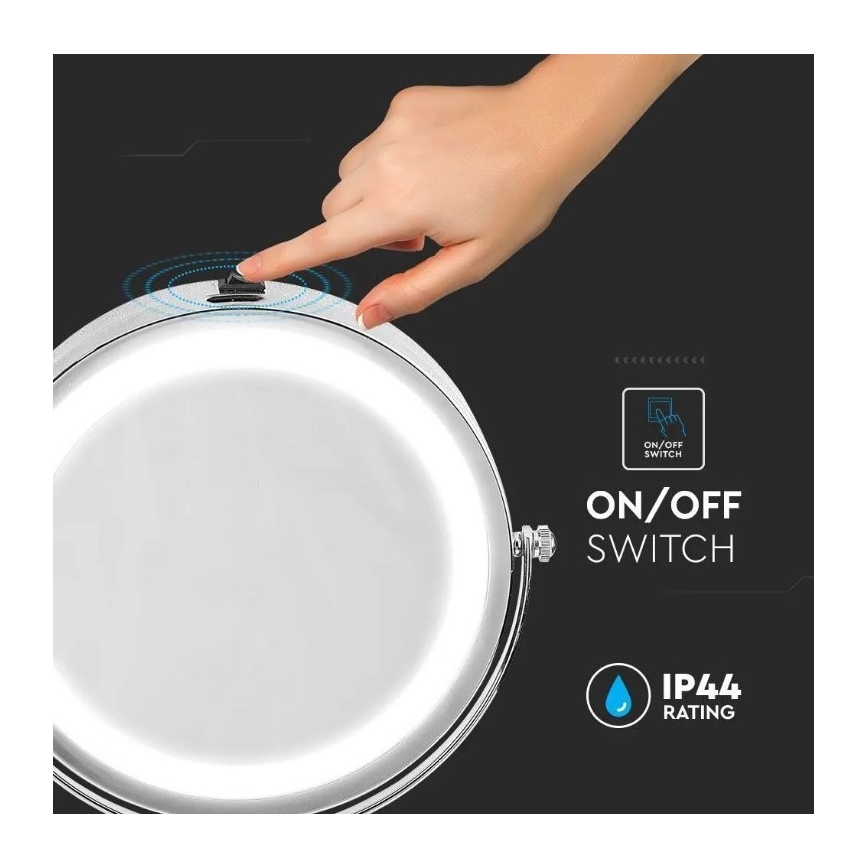 LED Козметично огледало LED/3W/6V 4xAA IP44