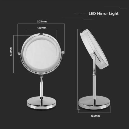LED Козметично огледало LED/3W/6V 4xAA IP44