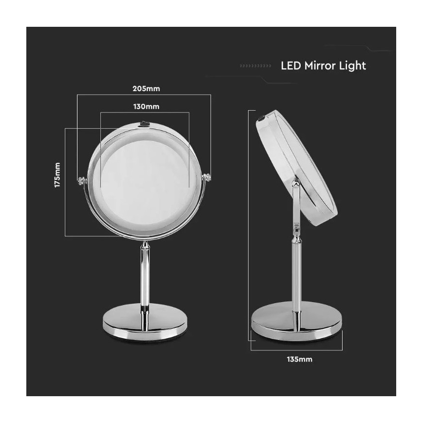 LED Козметично огледало LED/3W/6V 4xAA IP44