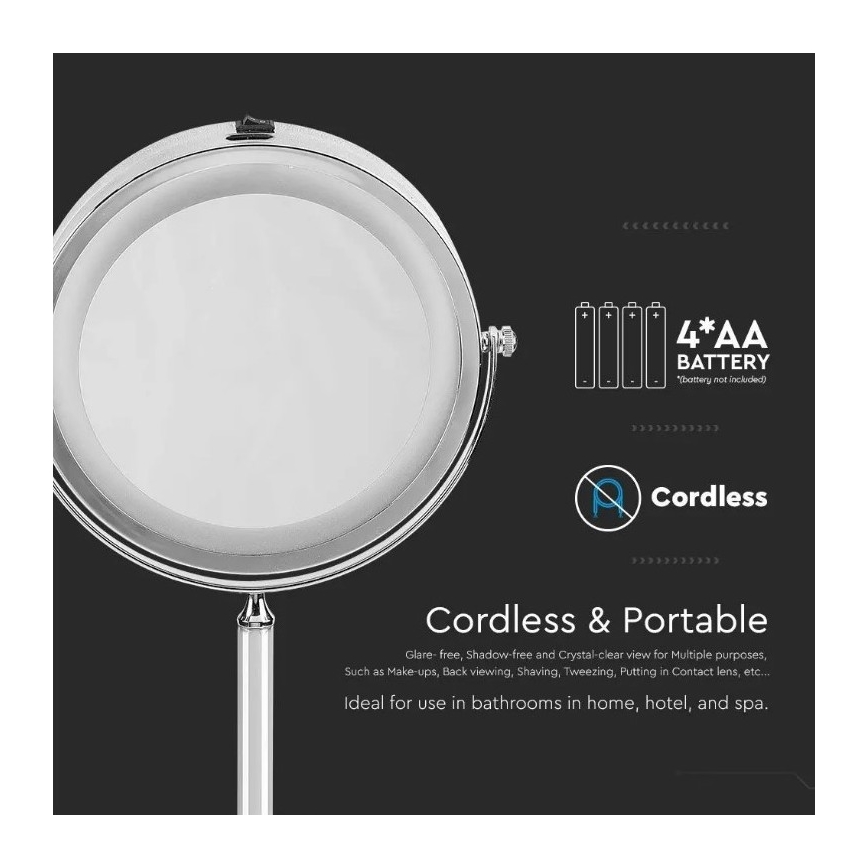 LED Козметично огледало LED/3W/6V 4xAA IP44