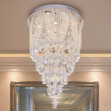 LED кристален таванен осветител MAJURO LED/30W/230V диам. 40 см лъскав хром + дистанционно управление