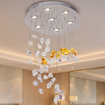 LED кристален таванен плафон AVARA LED/24W/230V Ø 40 см, лъскав хром + дистанционно управление