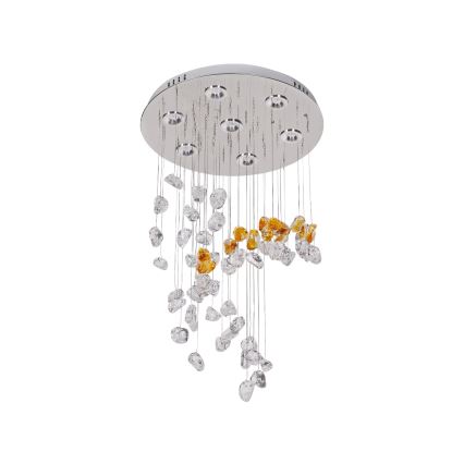 LED кристален таванен плафон AVARA LED/24W/230V Ø 40 см, лъскав хром + дистанционно управление