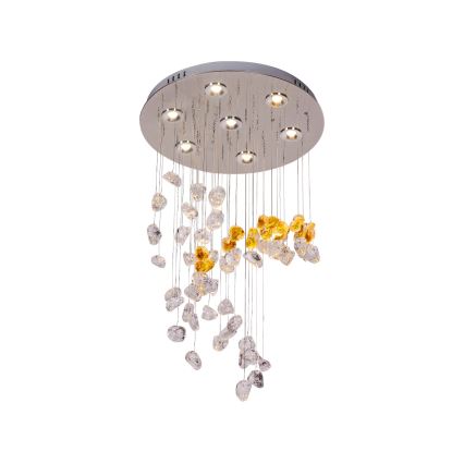LED кристален таванен плафон AVARA LED/24W/230V Ø 40 см, лъскав хром + дистанционно управление