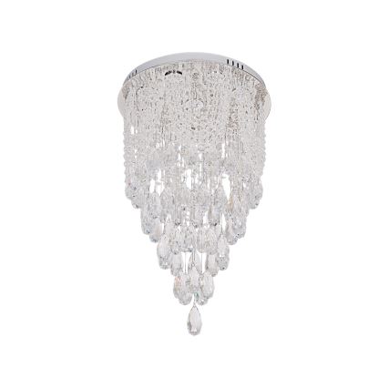 LED кристален таванен осветител MAJURO LED/30W/230V диам. 40 см лъскав хром + дистанционно управление