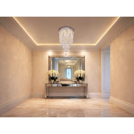 LED кристален таванен осветител MAJURO LED/30W/230V диам. 40 см лъскав хром + дистанционно управление