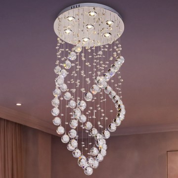 LED кристален таванен полилей NAURU LED/24W/230V Ø 40 см, лъскав хром + дистанционно управление