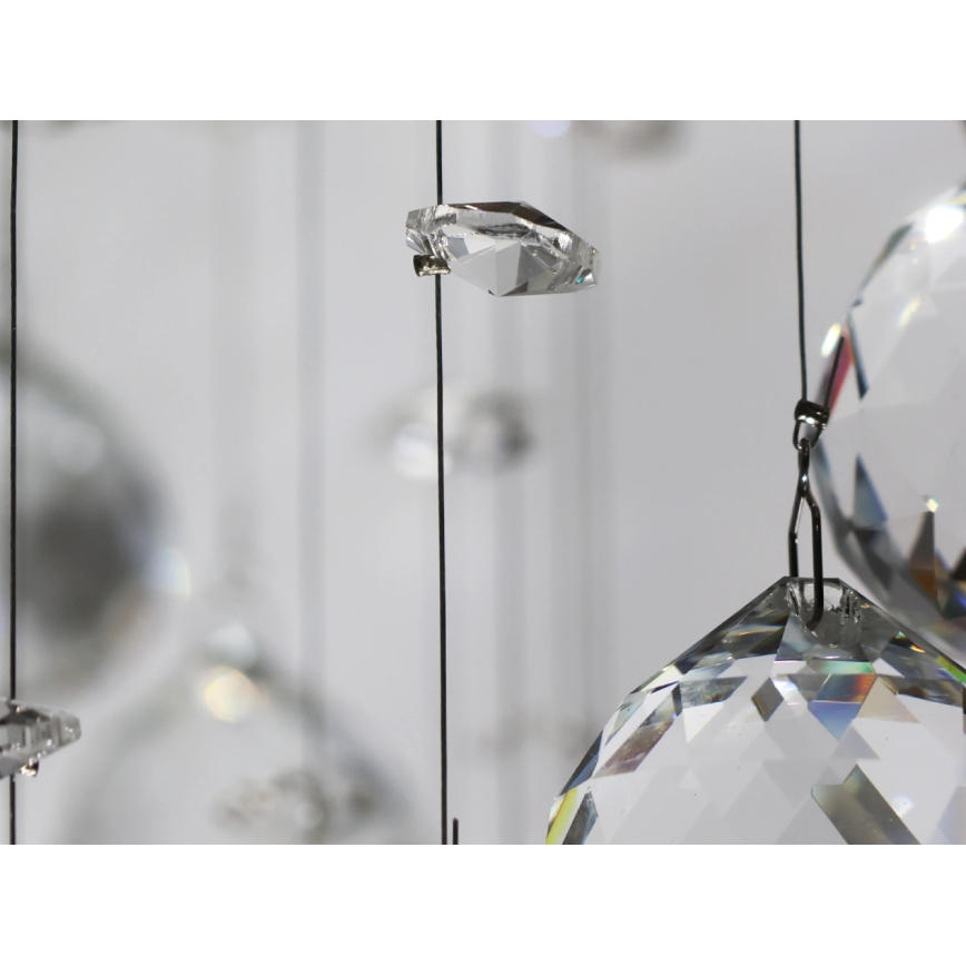 LED кристален таванен полилей NAURU LED/24W/230V Ø 40 см, лъскав хром + дистанционно управление