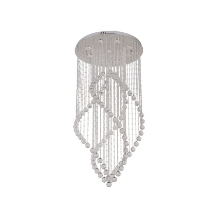 LED кристално таванно осветително тяло NAURU LED/30W/230V Ø 60 см лъскав хром + дистанционно управление