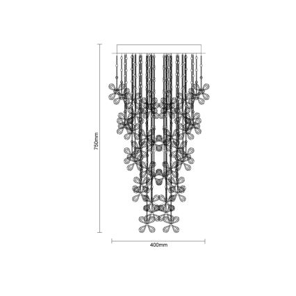 LED кристален таванен полилей SAMOA LED/30W/230V Ø 40 см лъскав хром + дистанционно управление