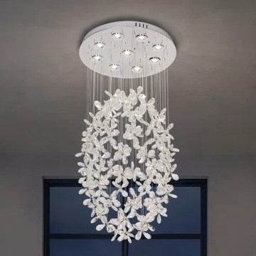 LED кристален таванен полилей SAMOA LED/30W/230V Ø 40 см лъскав хром + дистанционно управление